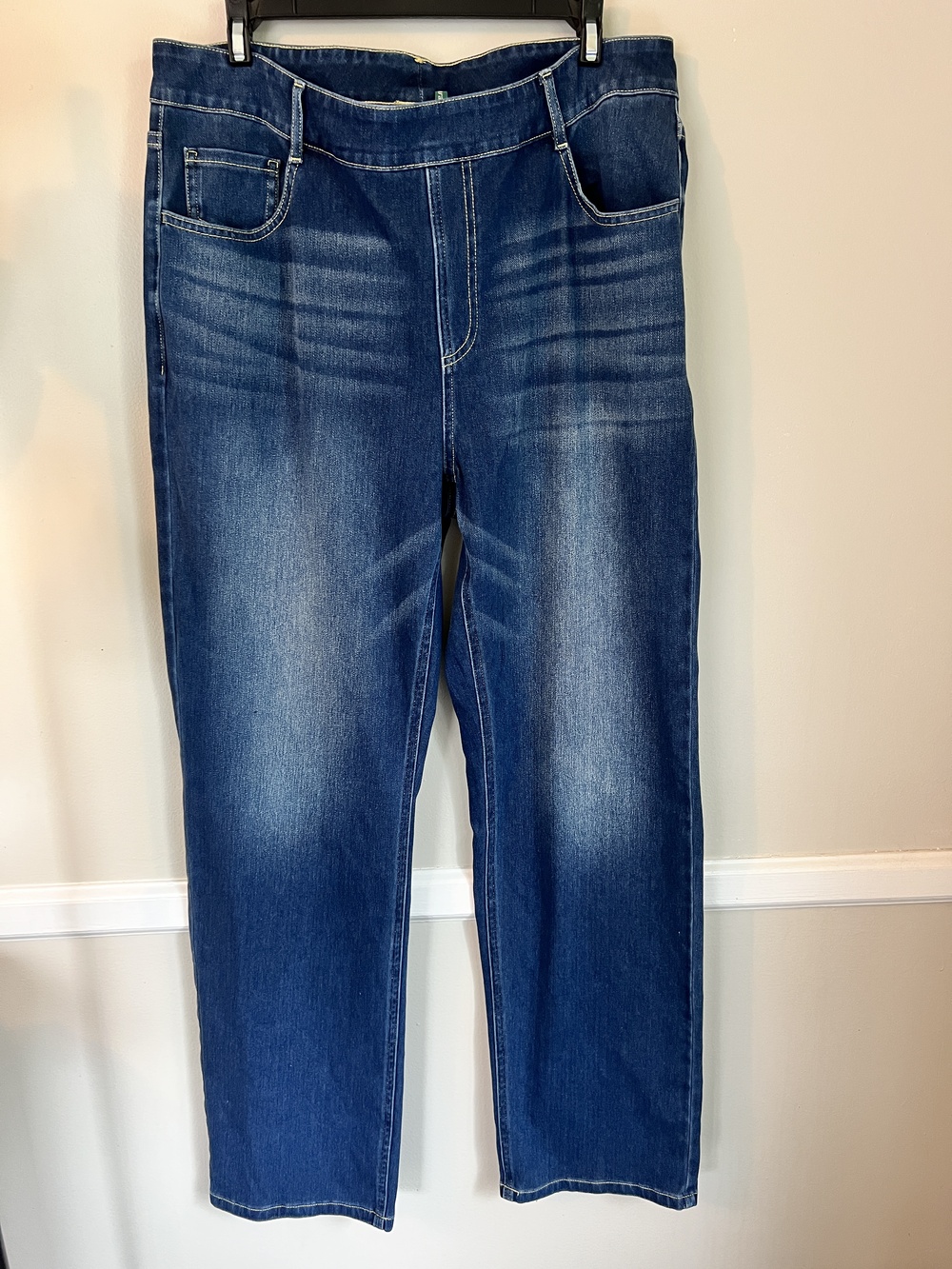 Halara Flex Women's Jeans Blue Size XL Tall Straight Leg High Waisted Faded